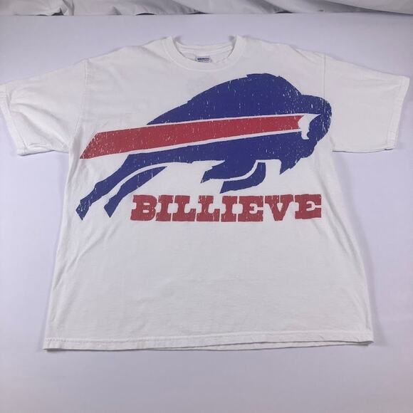 Buffalo Bills Labatt Blue BILLIEVE T-Shirt XL White - Picture 1 of 7